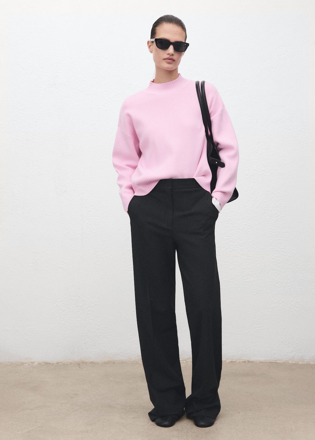 Mango High Collar Sweater Pink