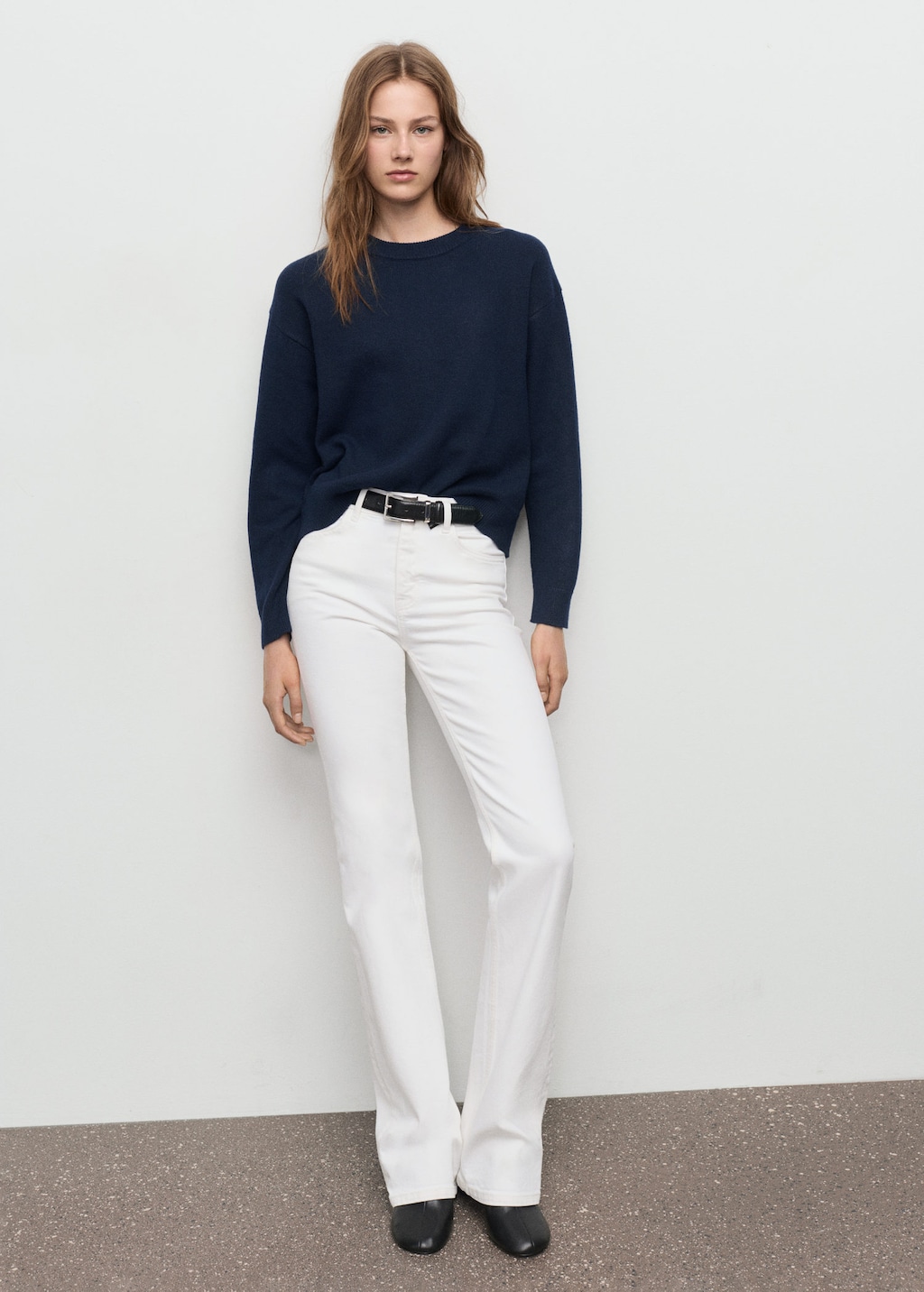 Mango Medium-knit Sweater Dark Navy In Blue