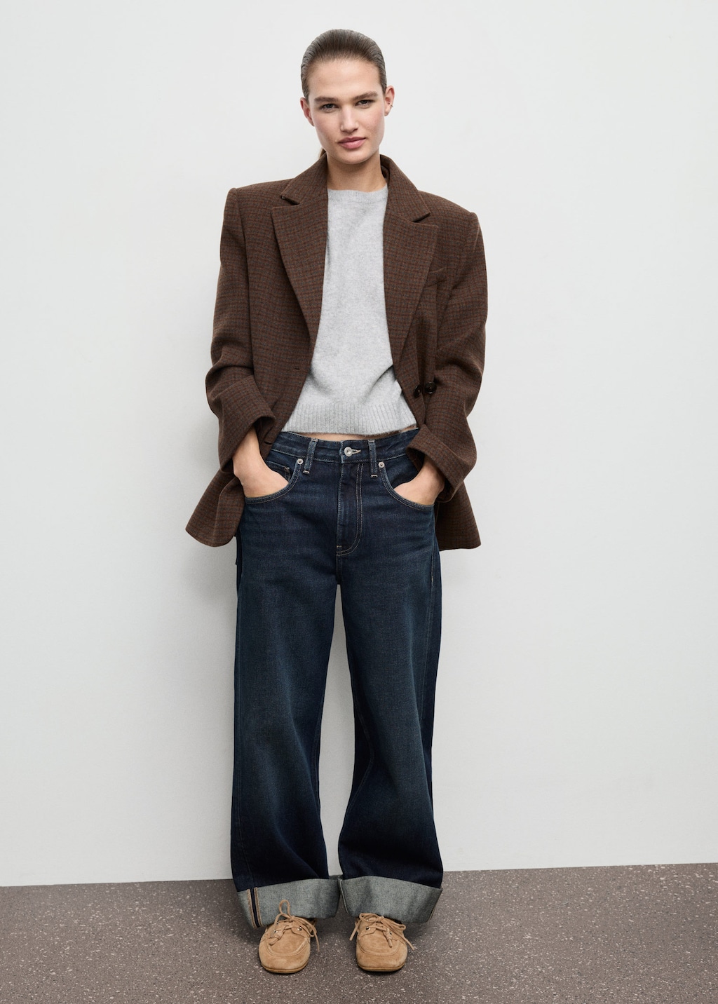 Mango Short-sleeved Knitted Sweater Medium Heather Grey In Gray