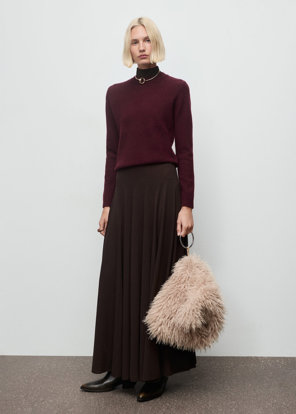 Mango Pull En Tricot Moyen Grenat - Femme - Xl -  In Burgundy