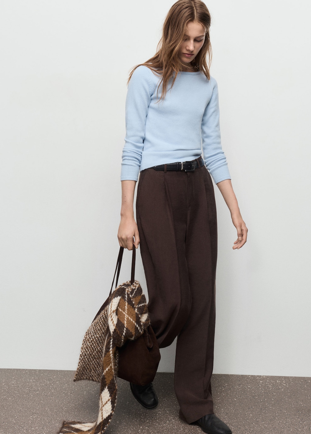 Mango Pull-over Col Bateau Bleu Ciel - Femme - Xl -  In Blue