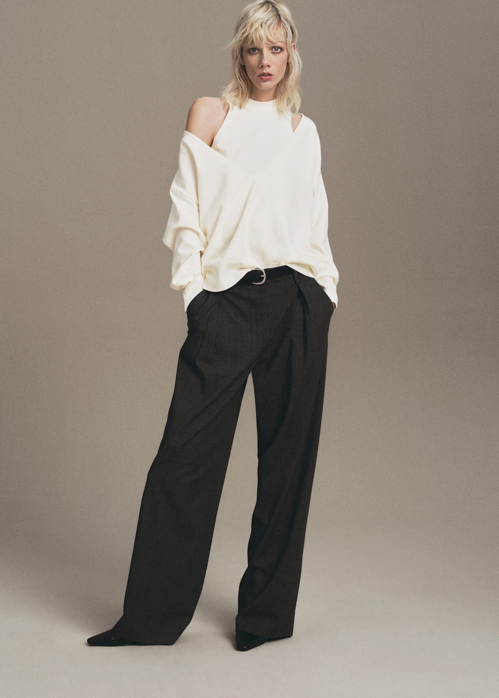 Mango Oversized Combined Jumper Ecru In Neutral