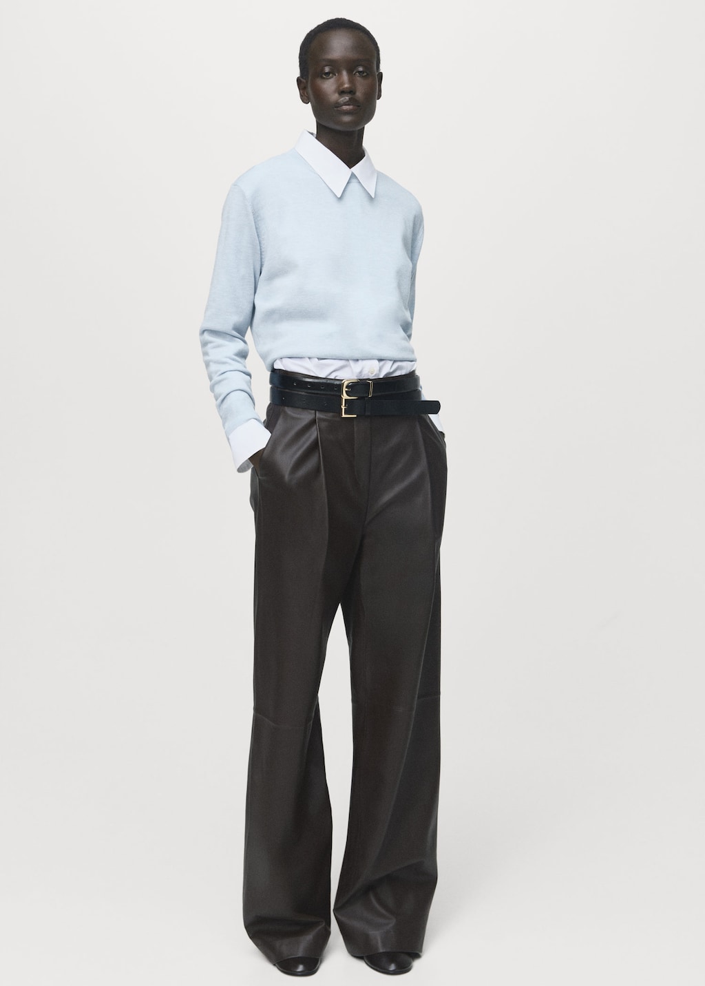Mango Fine-knit Sweater Sky Blue