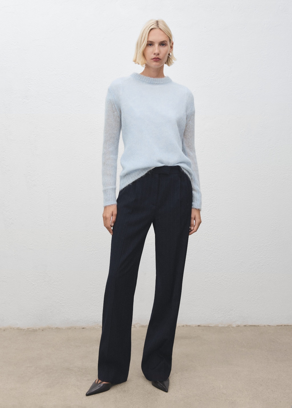 Mango Semi-transparent Alpaca Sweater Sky Blue