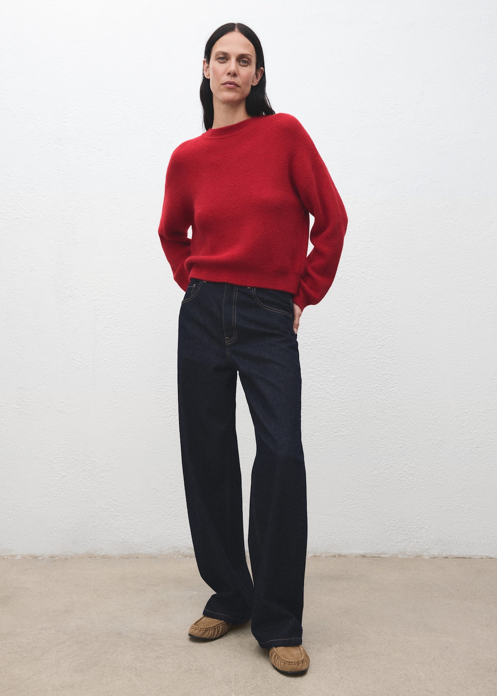 Mango Round-neck Knitted Sweater Red