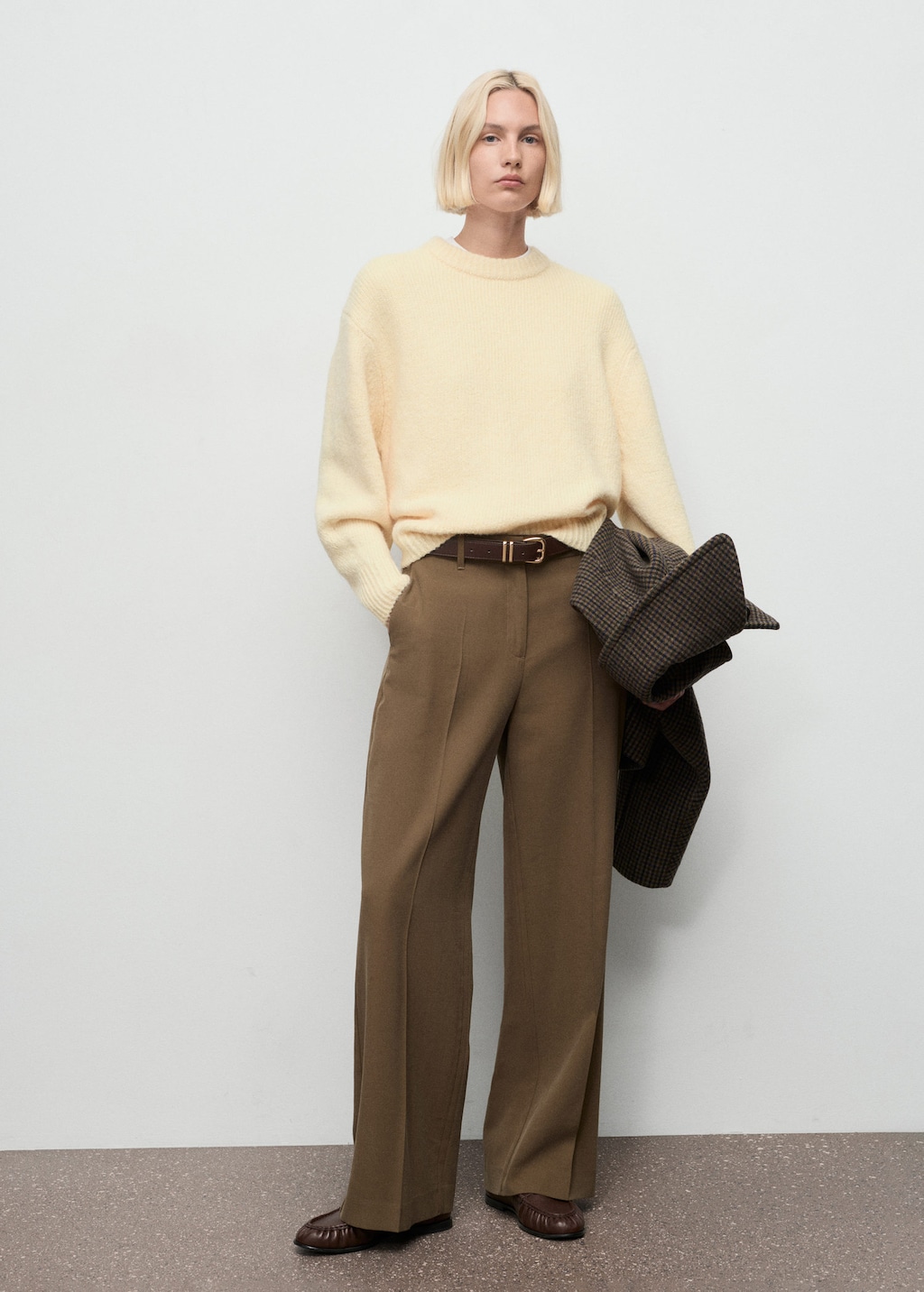 Mango Chunky-knit Sweater Pastel Yellow In Brown