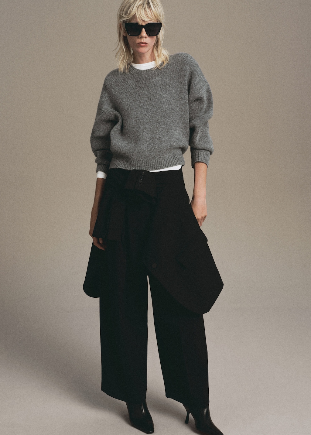 Mango Medium-knit Sweater Grey In Gray