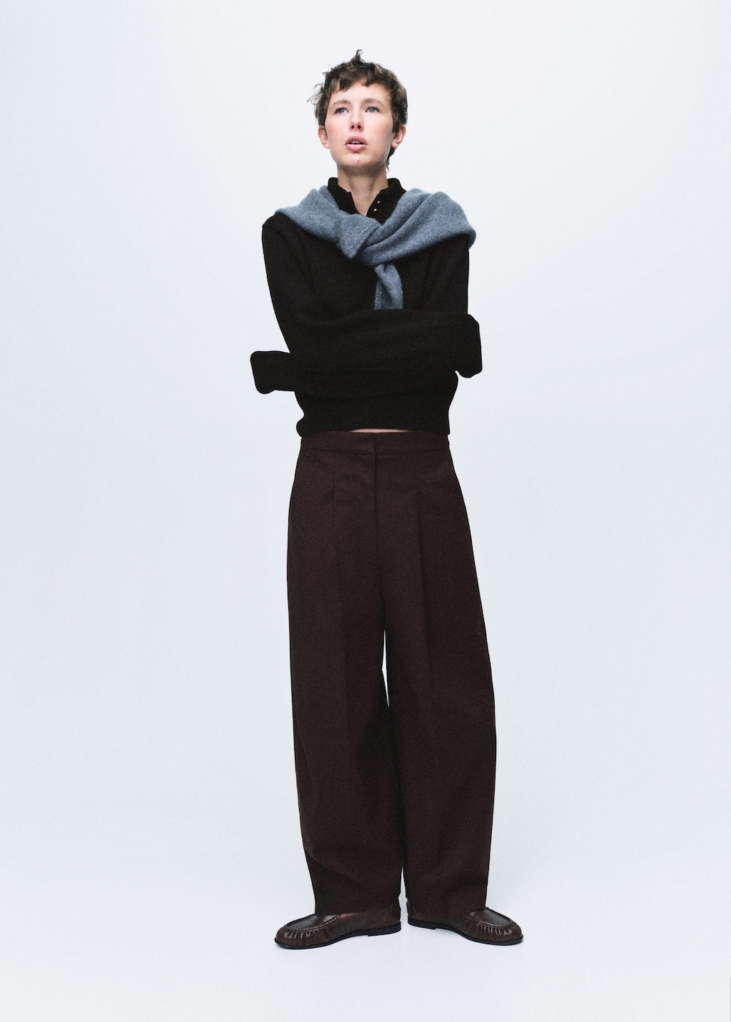 Mango Perkins-neck Sweater With Button Black