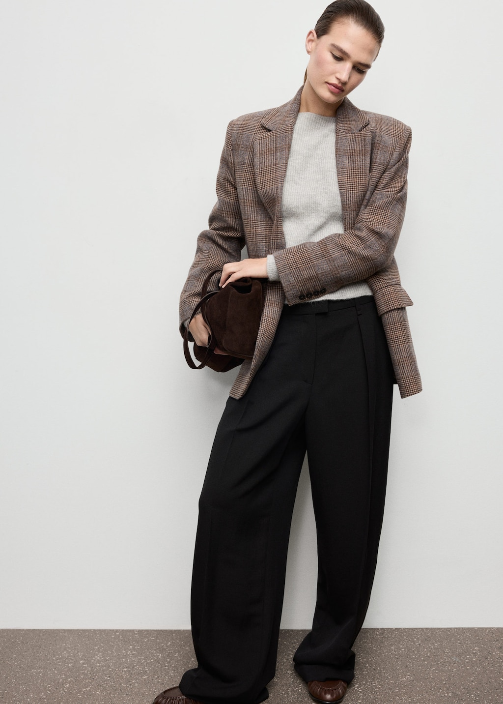 Mango Knitted Ribbed Sweater Grey In Animal Print