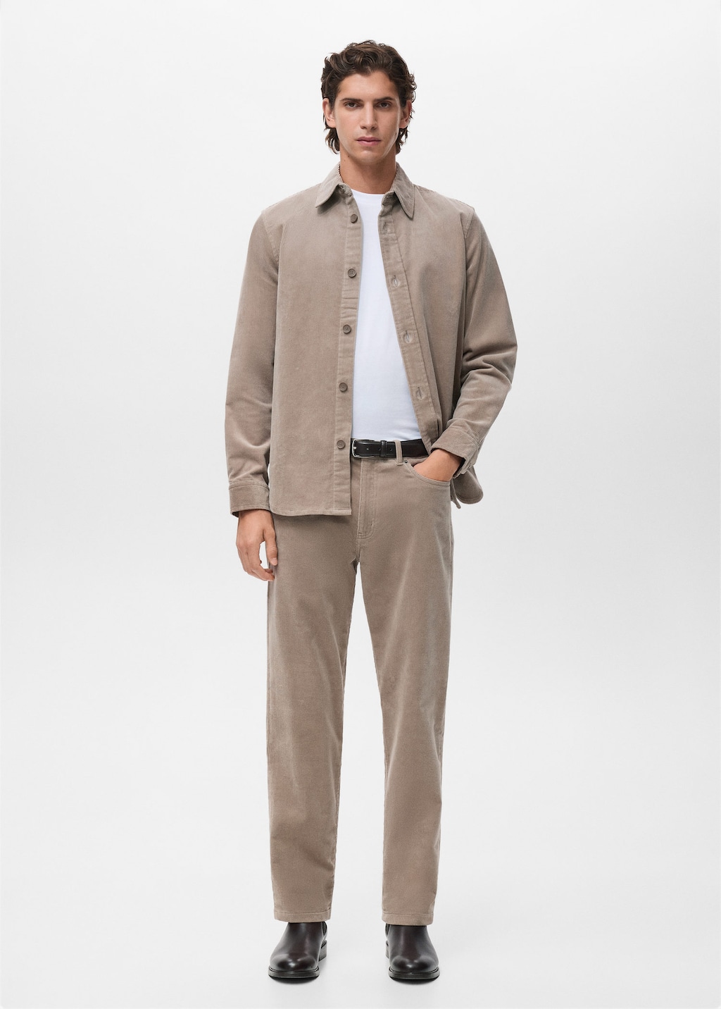 Mango Man Trousers Pompeia Mink Grey In Brown