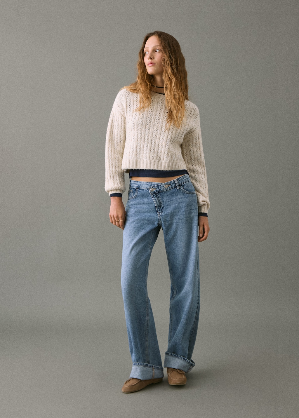 Mango Teen Knitted Cropped Sweater Ecru In Neutral