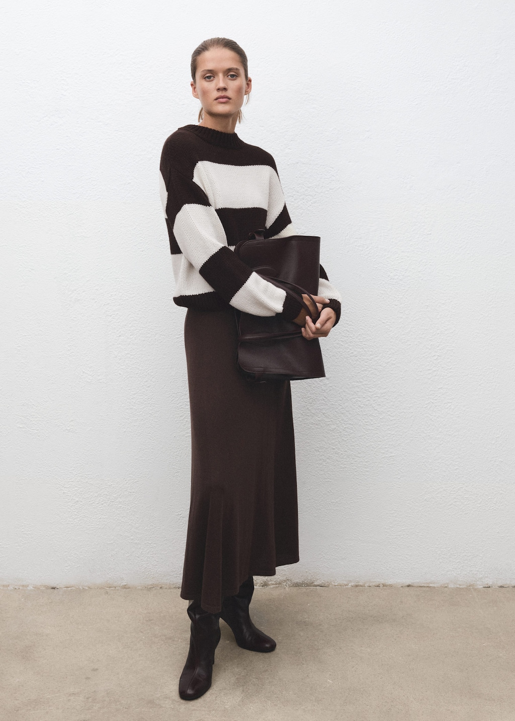 Mango Knit Striped Sweater Ecru In Multi
