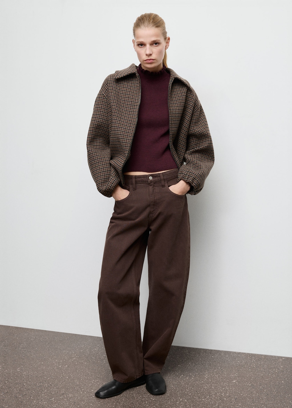 Mango Pull-over Bords Festonnés Lie De Vin - Femme - Xl -  In Brown