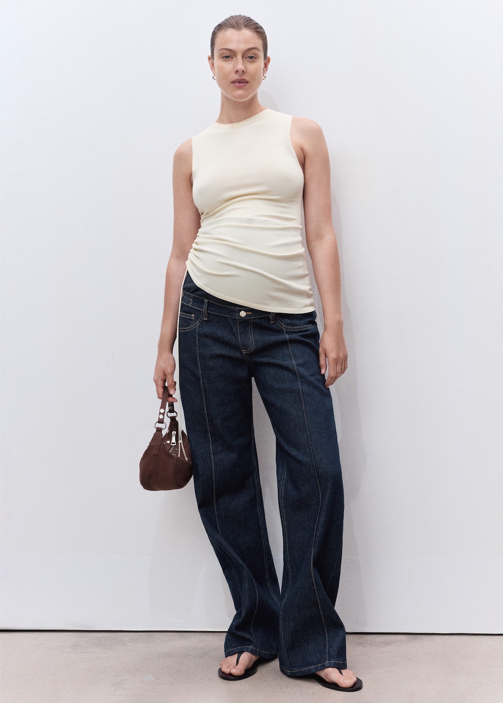 Straight-leg maternity jeans with stitching detail open blue - Woman - 10 - MANGO