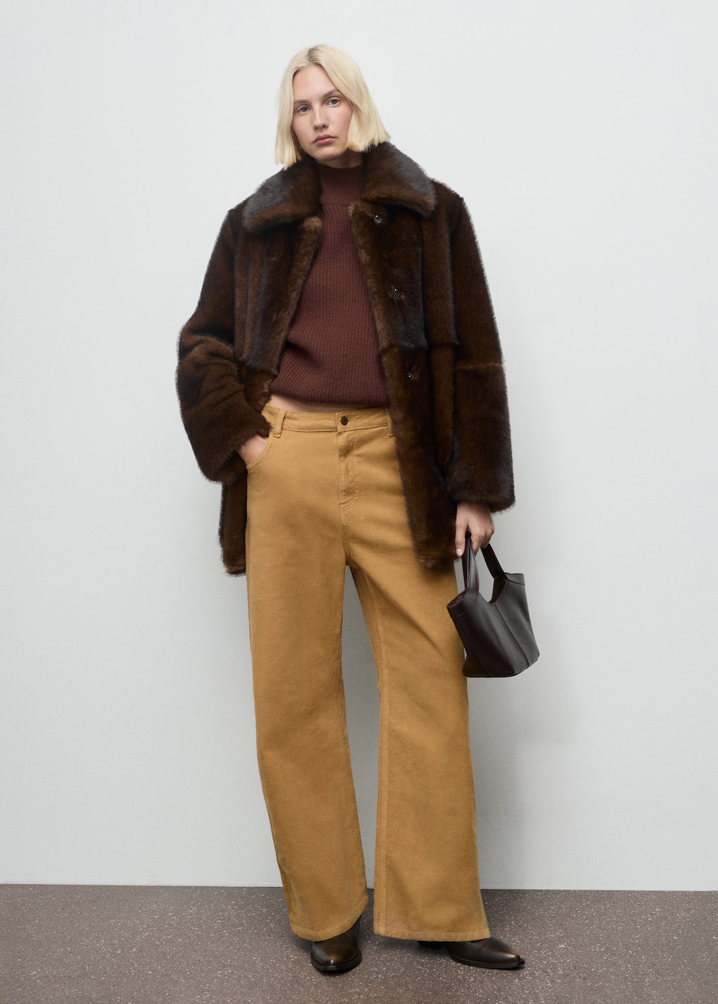 Mango Wide-leg Corduroy Jeans Caramel In Brown