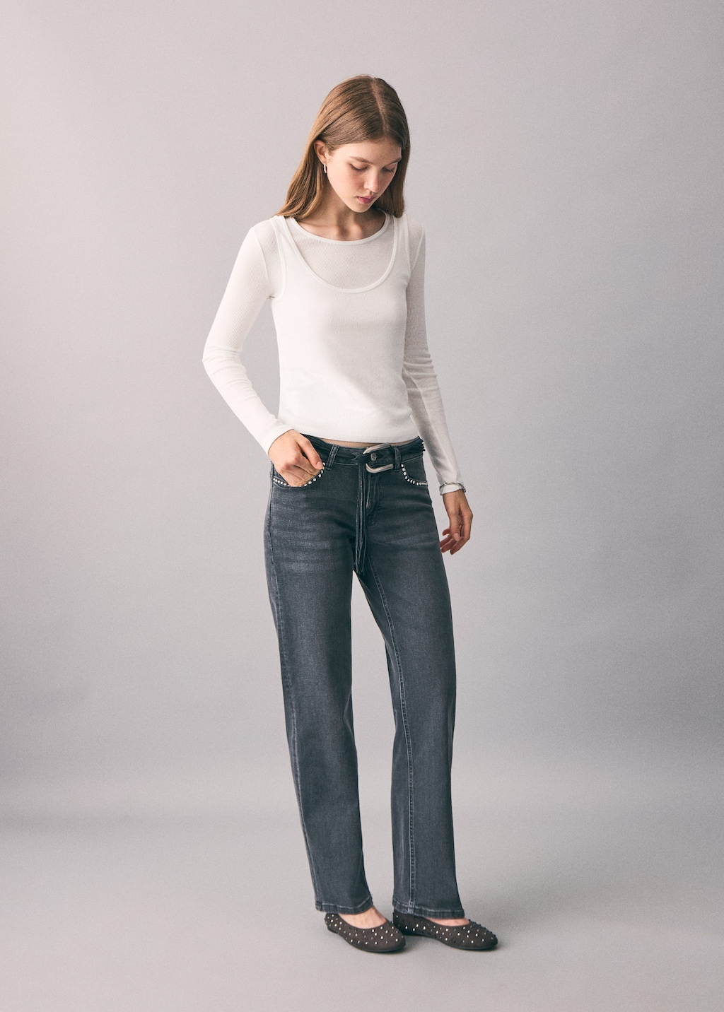 Mango Teen Double-layered T-shirt Off White