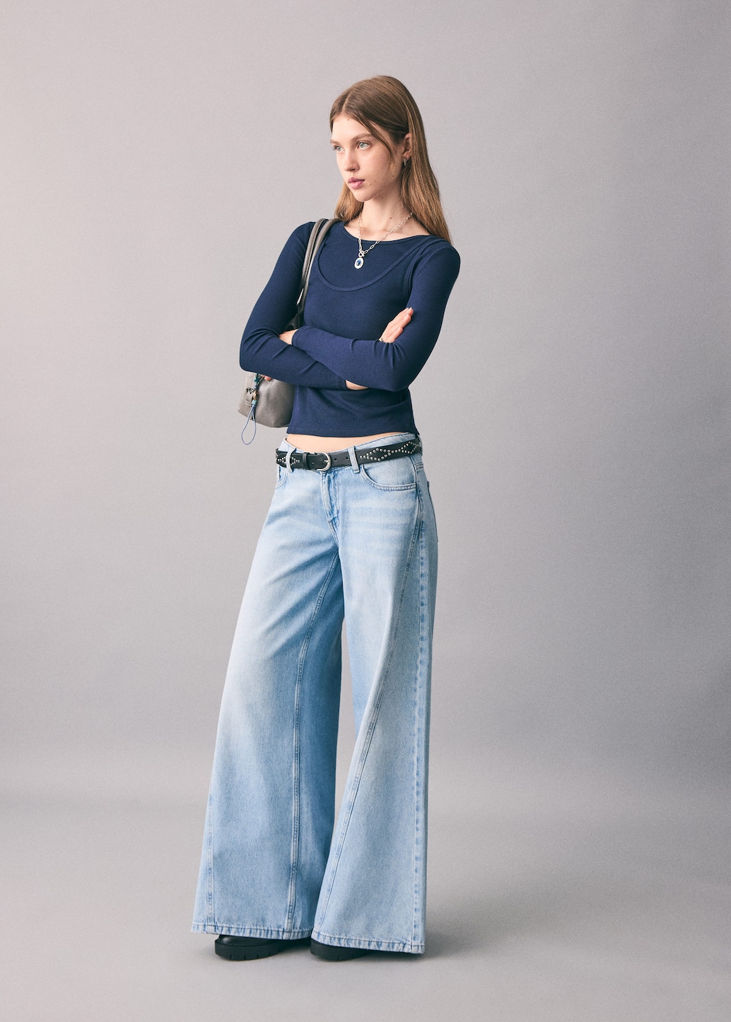 Mango Teen Double-layered T-shirt Navy In Blue