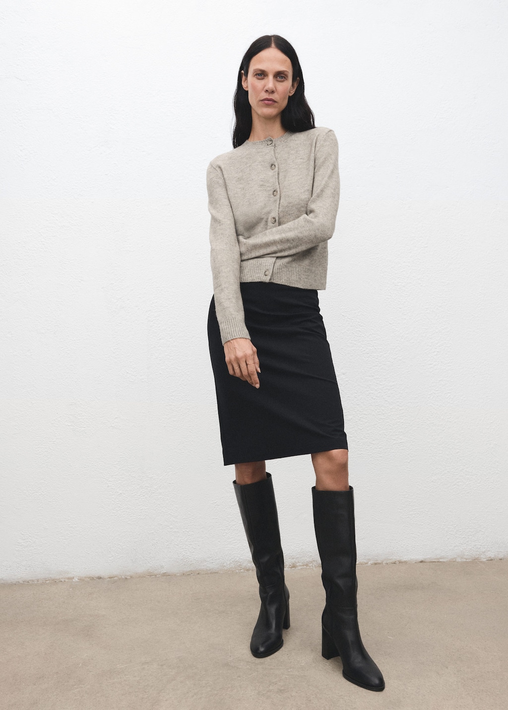 Mango Knitted Button Cardigan Light/pastel Grey In Multi