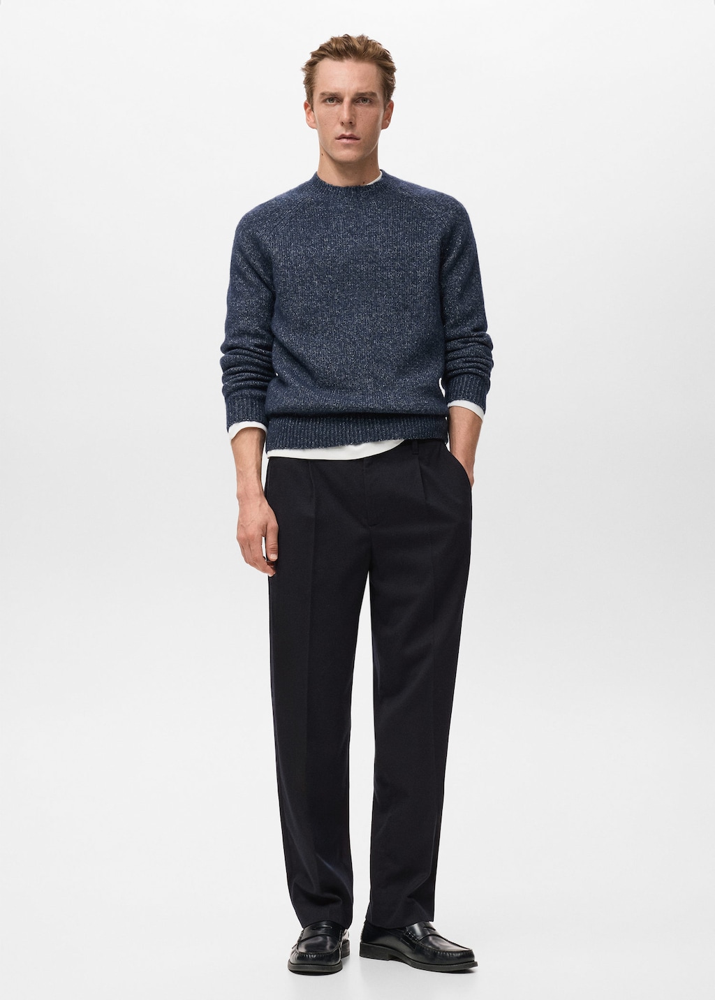 Mango Man Trousers Piedra Navy In Blue