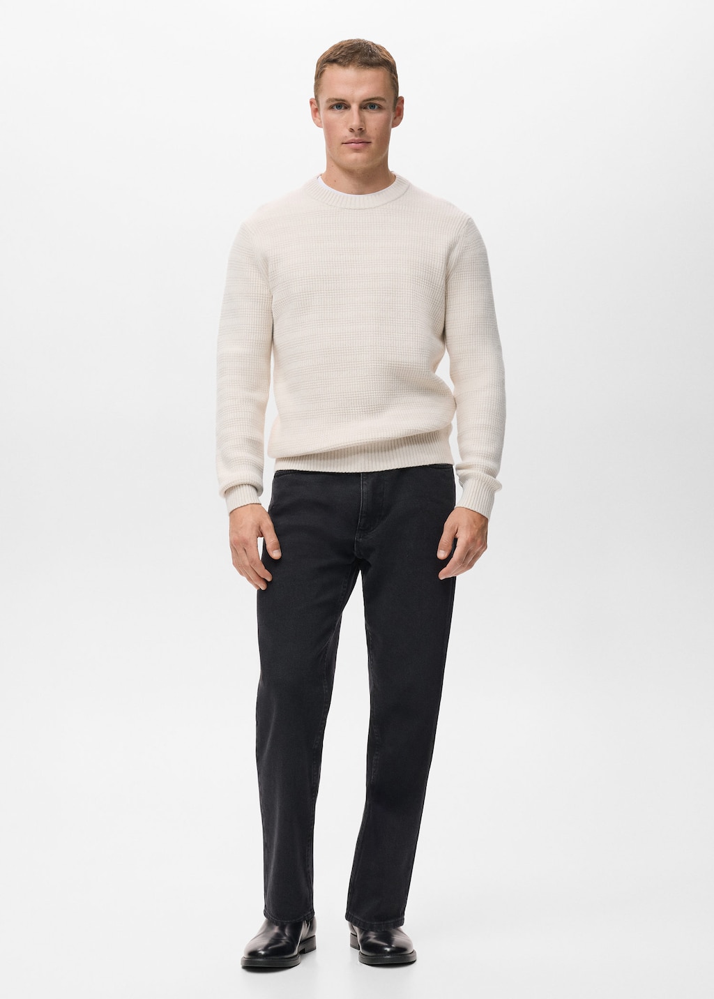 Mango Man Sweater Canut Off White In Multi