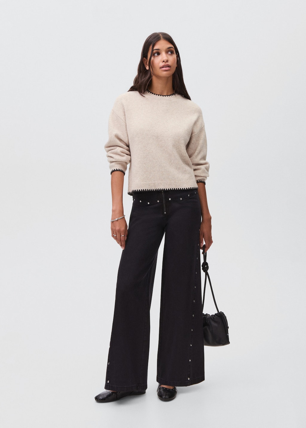 Mango Teen Knit Embroidered Sweater Sand In Neutral