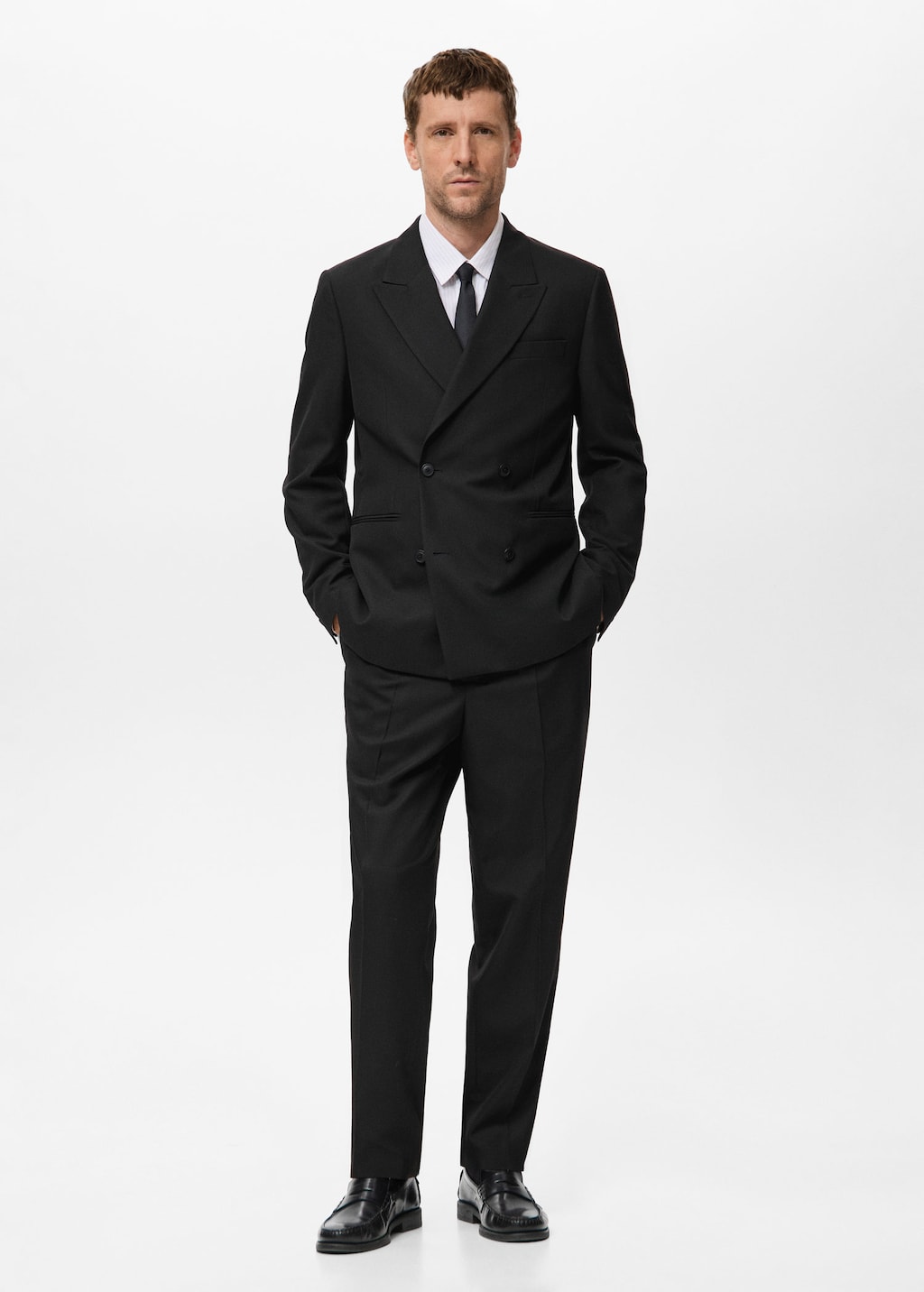 Mango Man Regular-fit Double-breasted Jacket Black