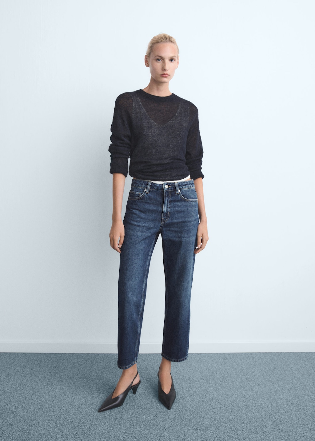 Mango Mid-rise Straight Jeans In Blue