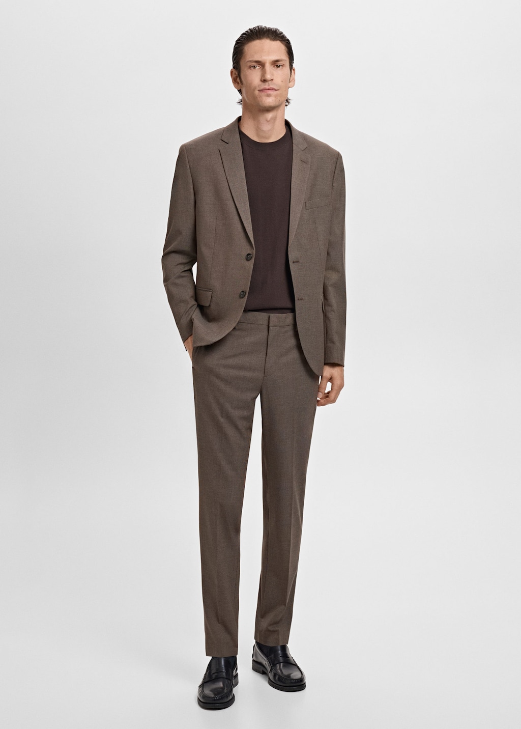 Super slim-fit suit jacket in stretch fabric brown - Man - 34 - MANGO MAN