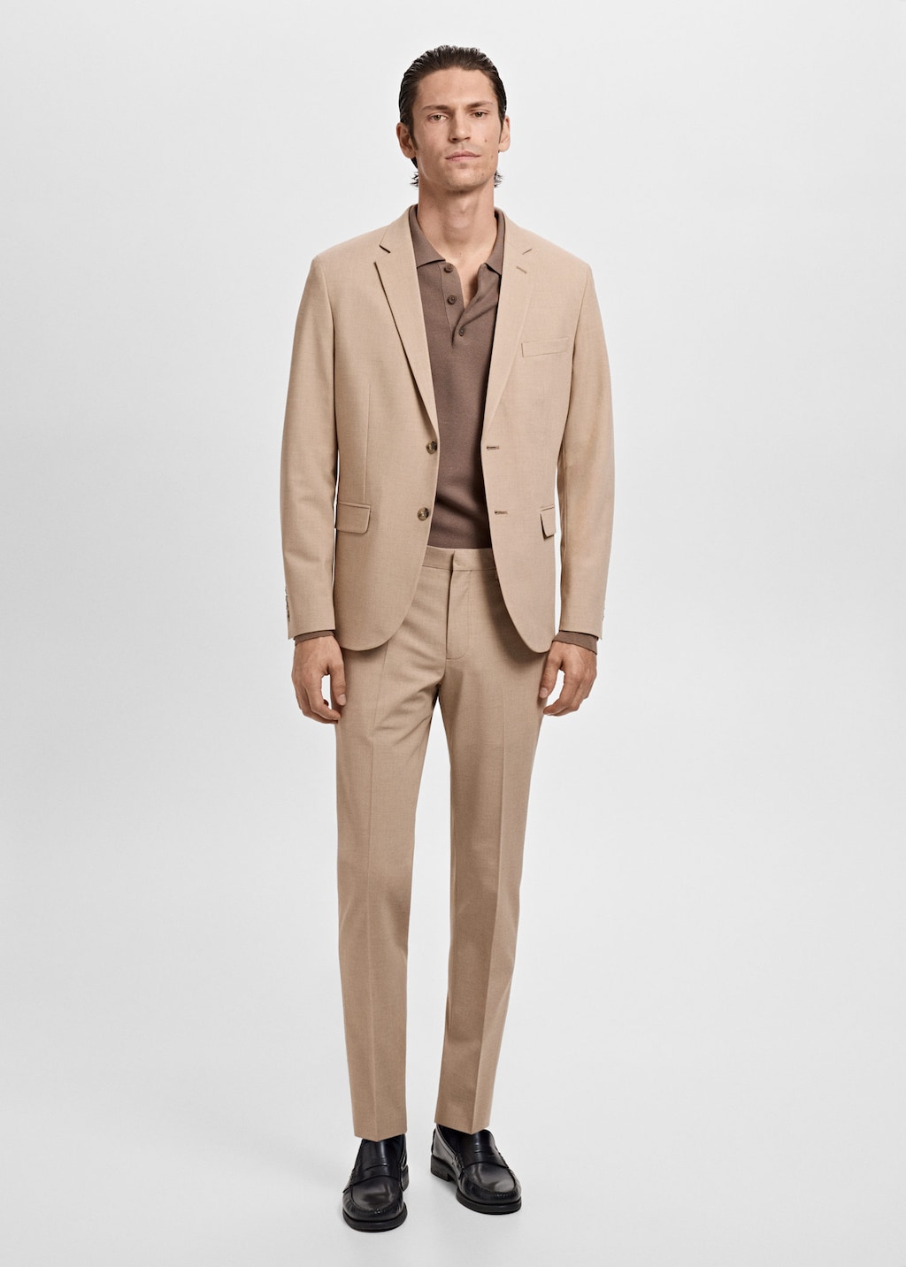 Super slim-fit suit jacket in stretch fabric beige - Man - 34 - MANGO MAN