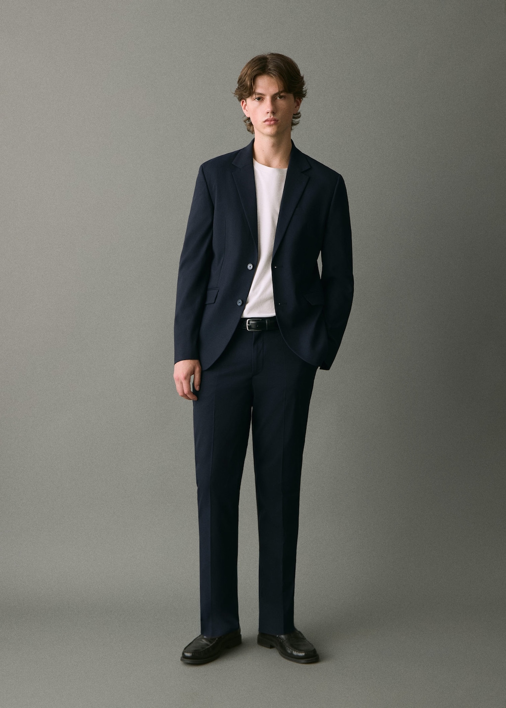 Mango Teen Straight Suit Trousers Navy In Multi