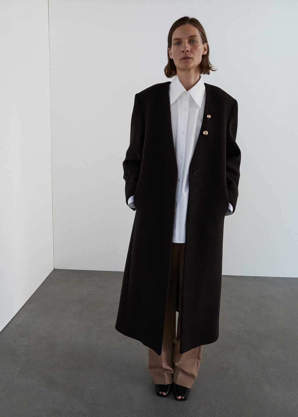 Mango Wool Overcoat Chocolate In Brown
