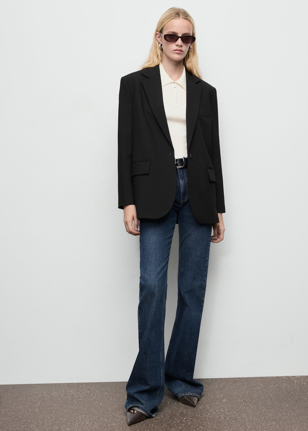 Mango Straight Jacket With Flap Pockets Black