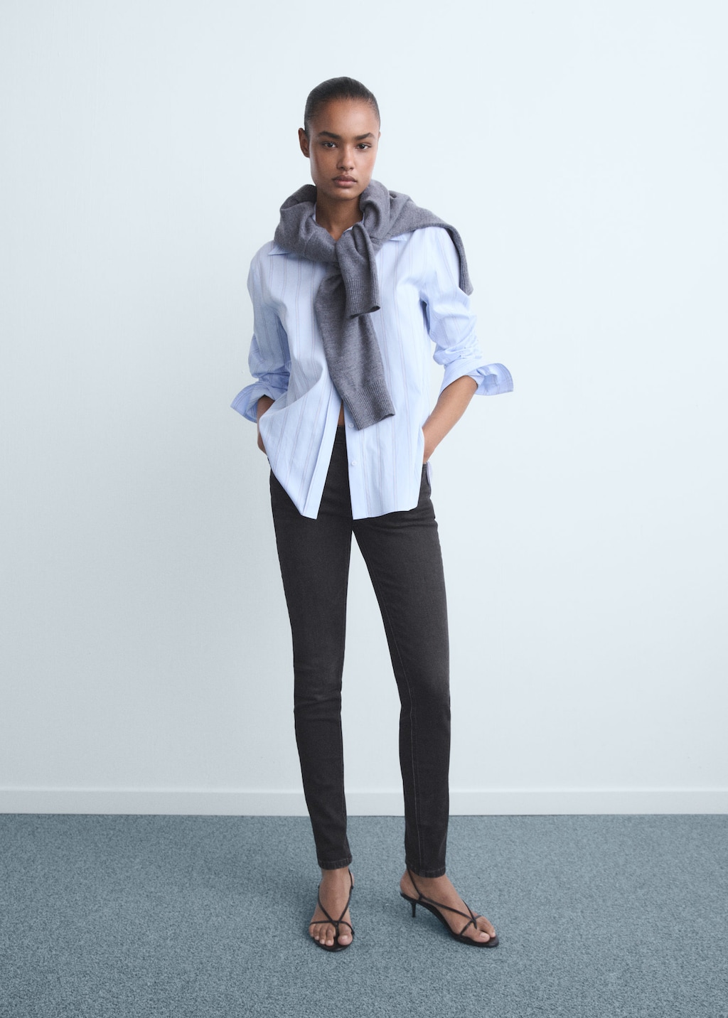 Mango Mid-rise Skinny Jeans Open Grey In Gray