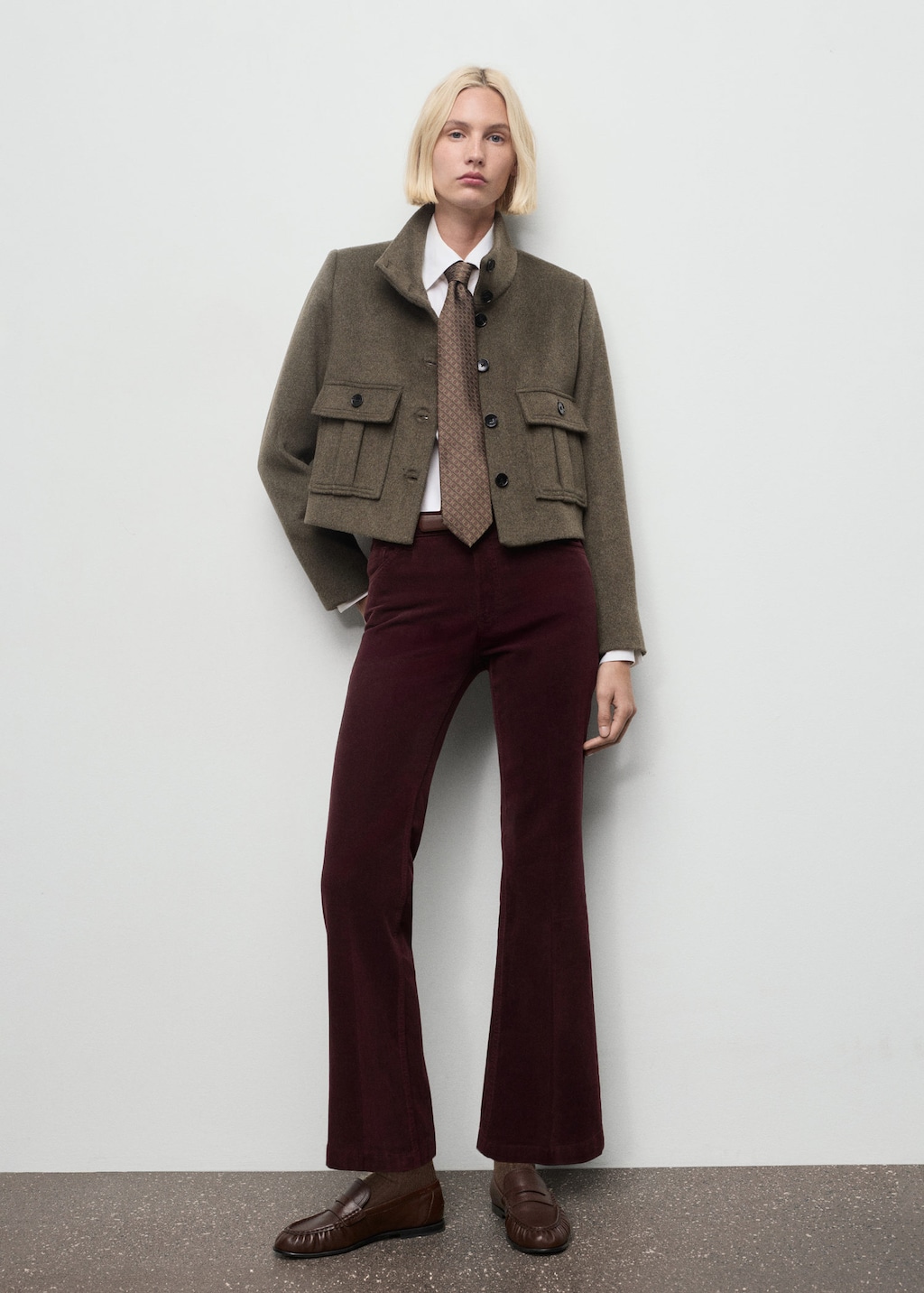 Mango Jean Flare Velours Côtelé Chocolat - Femme - 40 -  In Brown