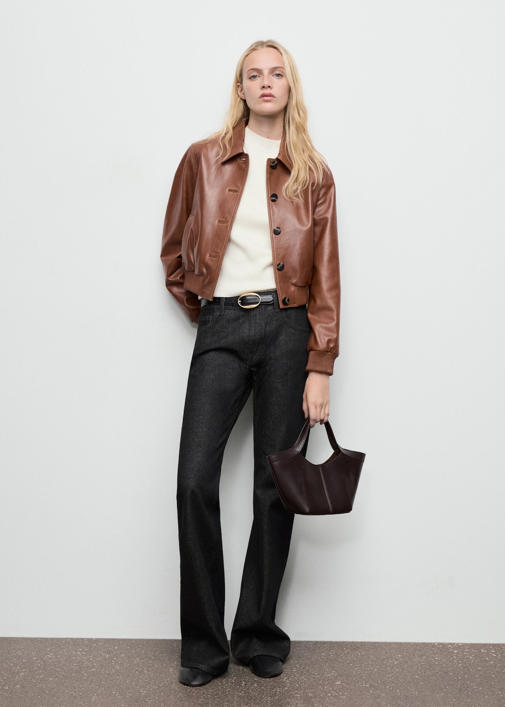 Mango Jean Flare Rinse Wash Noir - Femme - 44 - In Burgundy