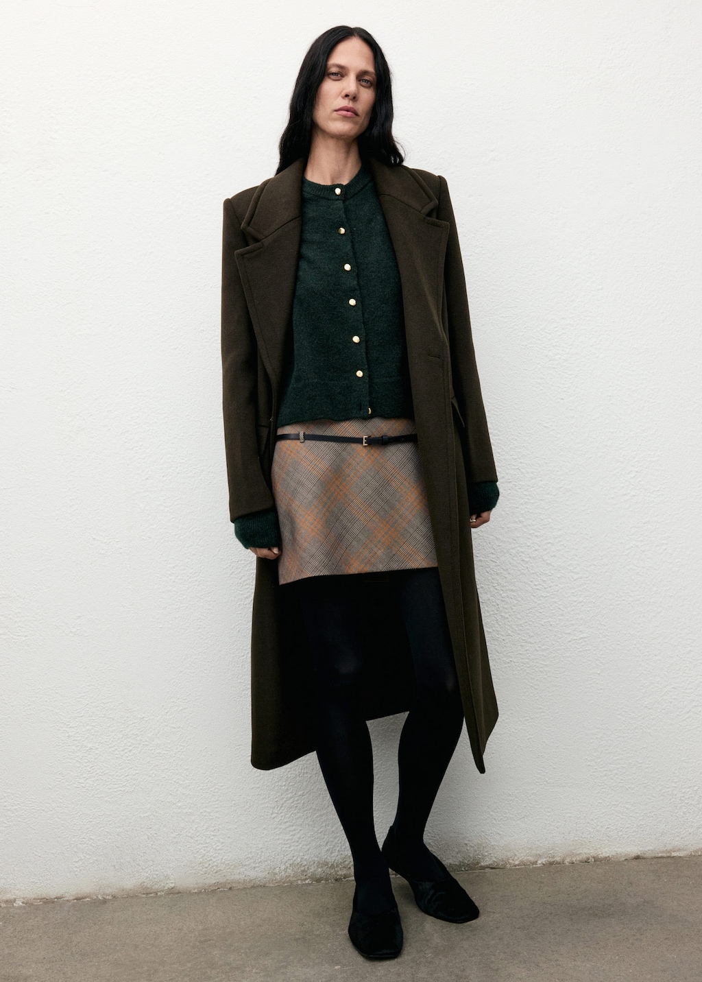 Mango Knitted Button Cardigan Green