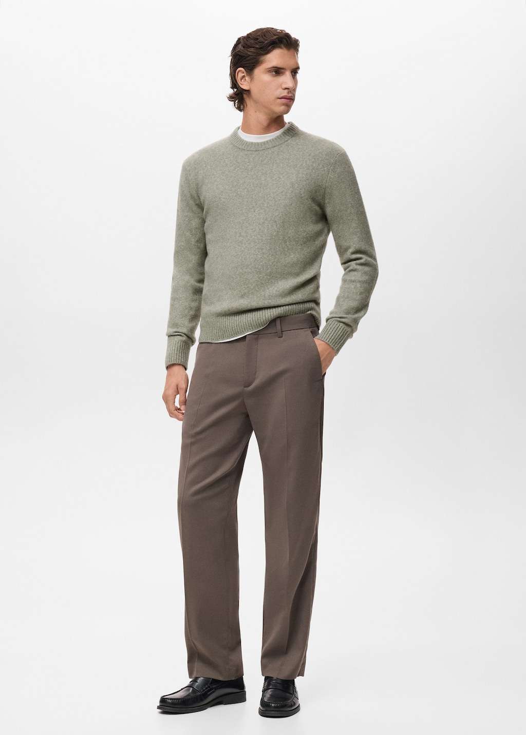 Mango Man Wool And Alpaca-blend Sweater Pastel Green