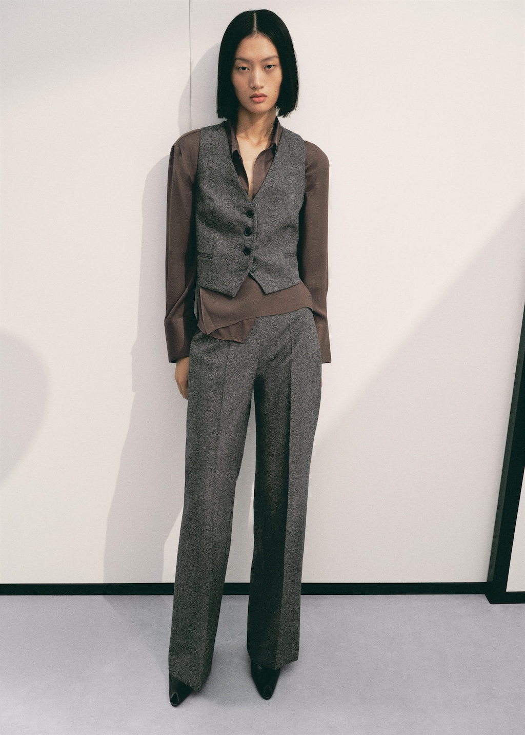 Mango Gilet En Laine Chinée Gris - Femme - Xxl -  In Gray