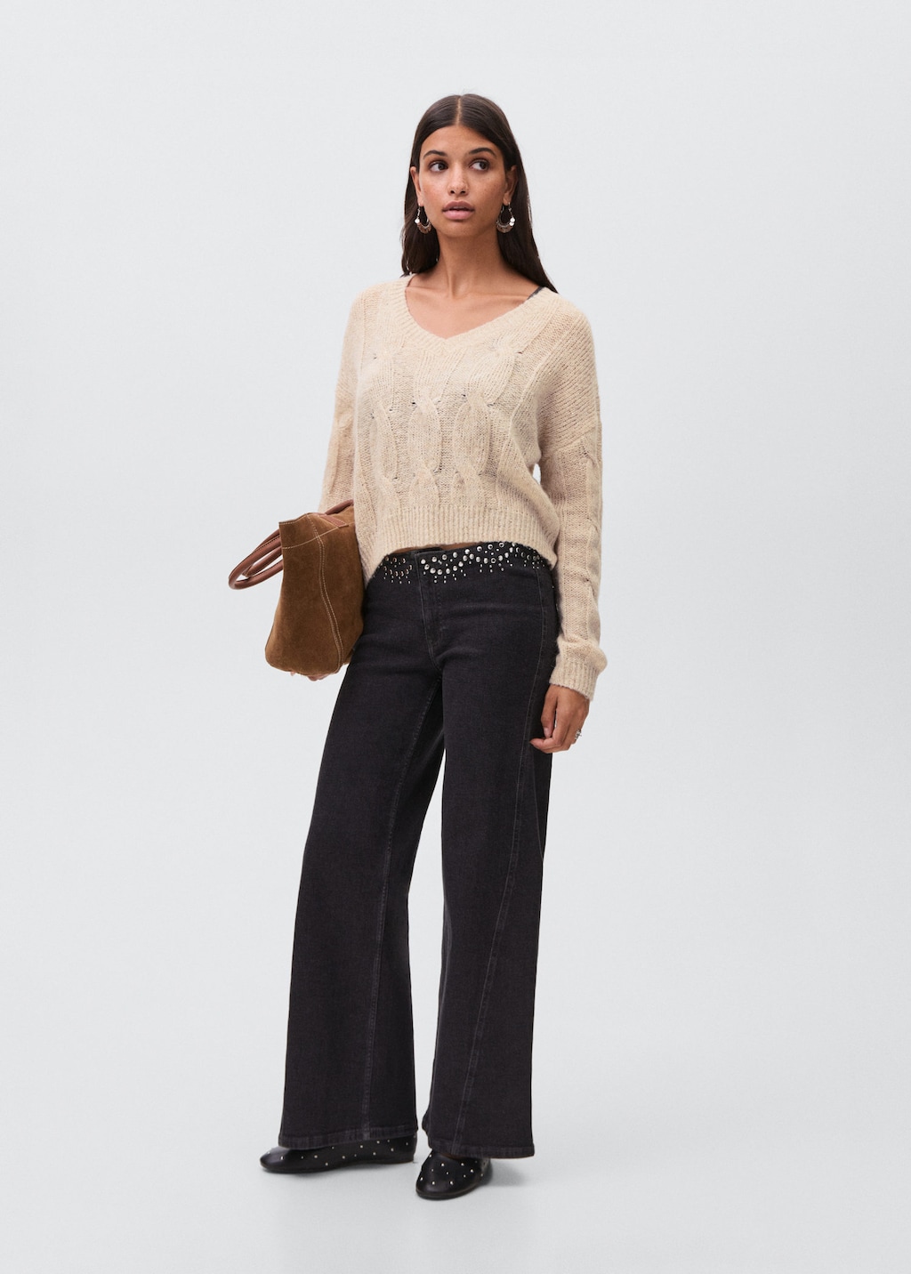 Mango Teen Cable-knit Sweater Sand In Multi