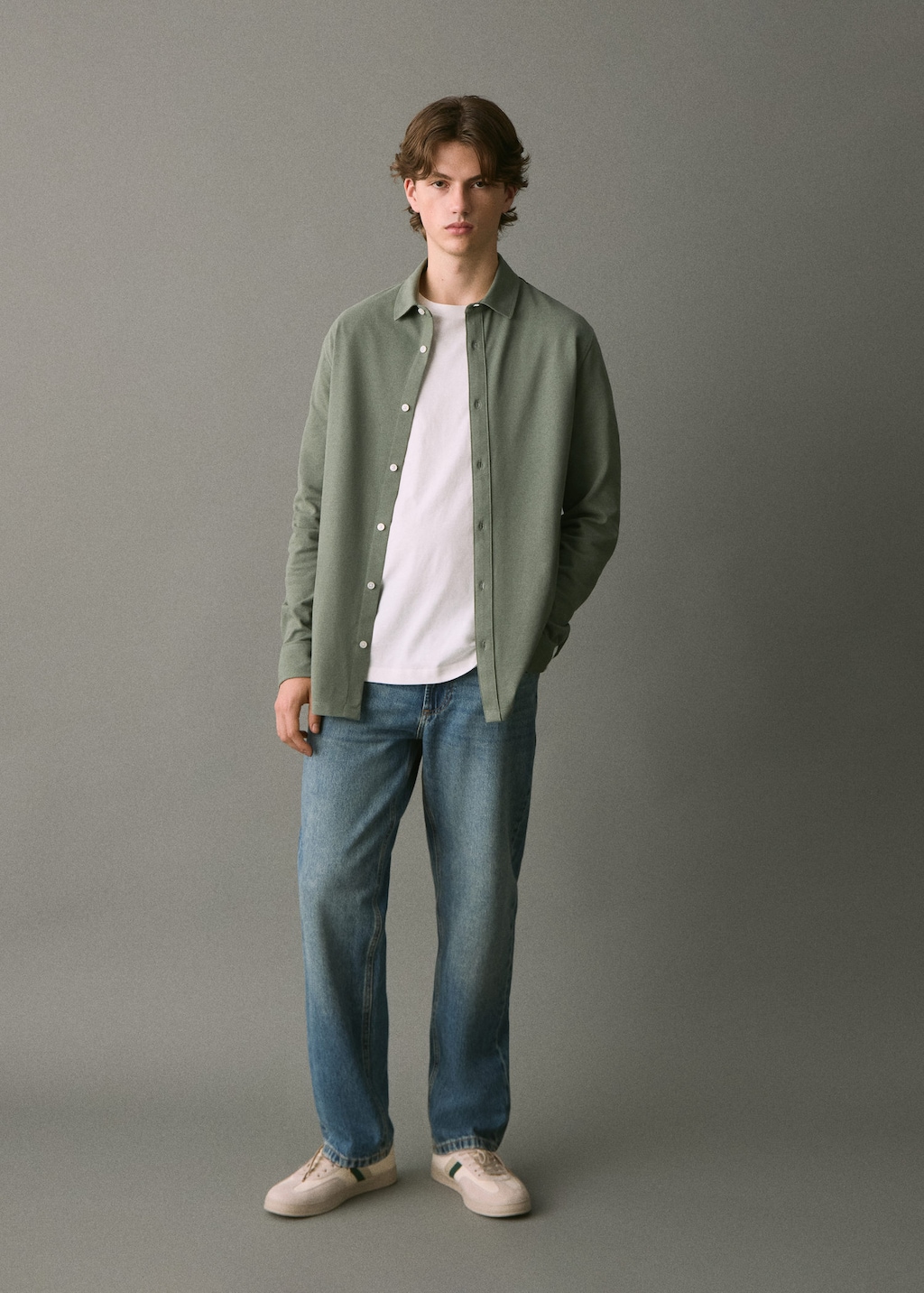 Mango Teen Cotton Polo Shirt Khaki In Green