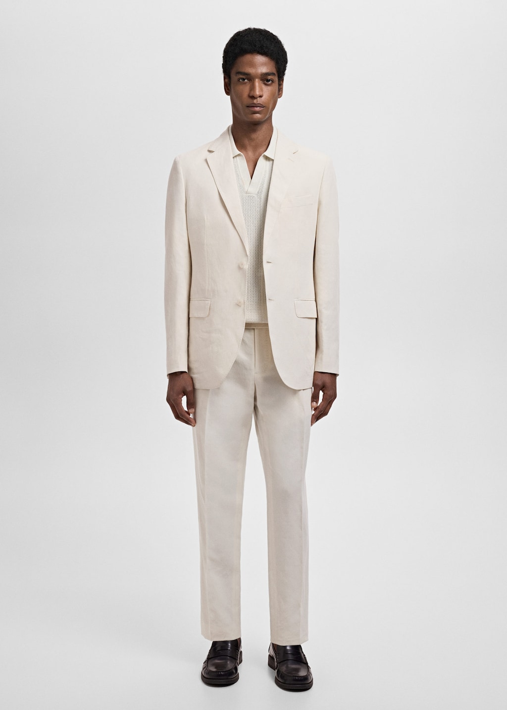 MANGO MAN - Slim-fit blazer van linnen en lyocell ecru