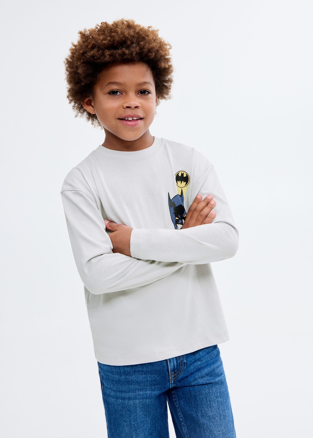 Batman long sleeve T-shirt ice grey - Kids - 11-12 years - MANGO KIDS