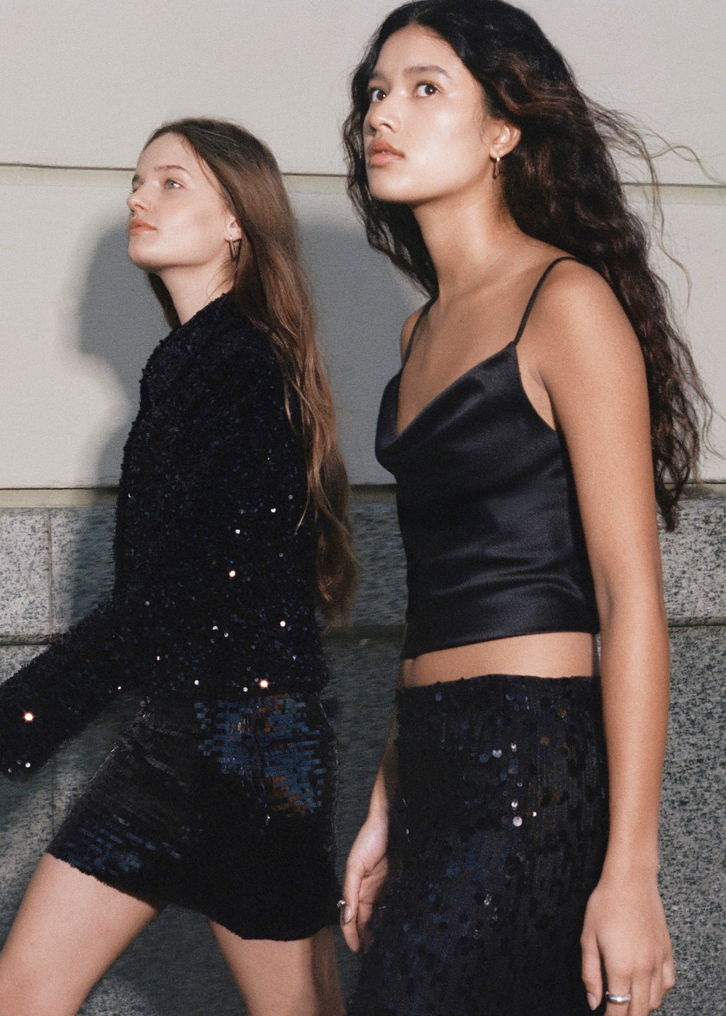 Mango Teen Satin Top Black