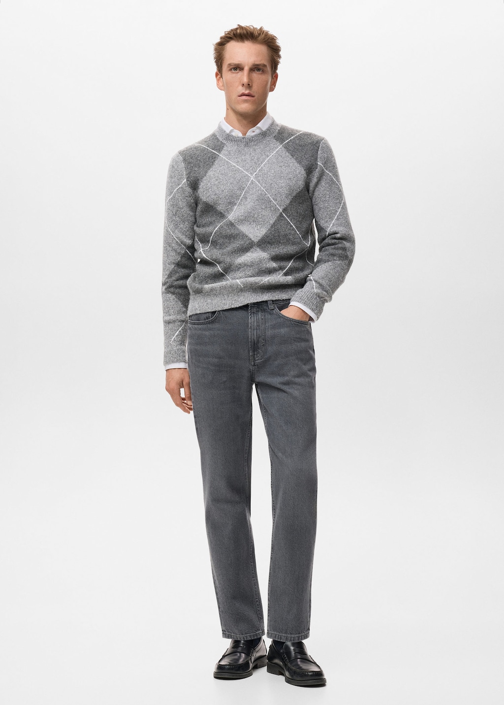 Mango Man Regular Fit Cotton Jeans Denim Grey In Gray
