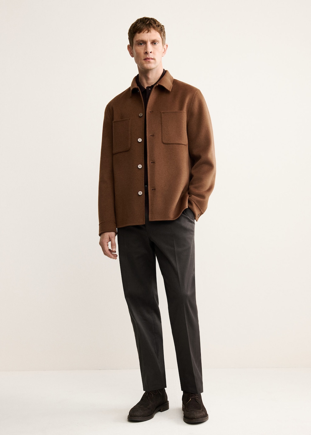 Mango Man Handmade Wool Jacket With Zip Orange In Brown