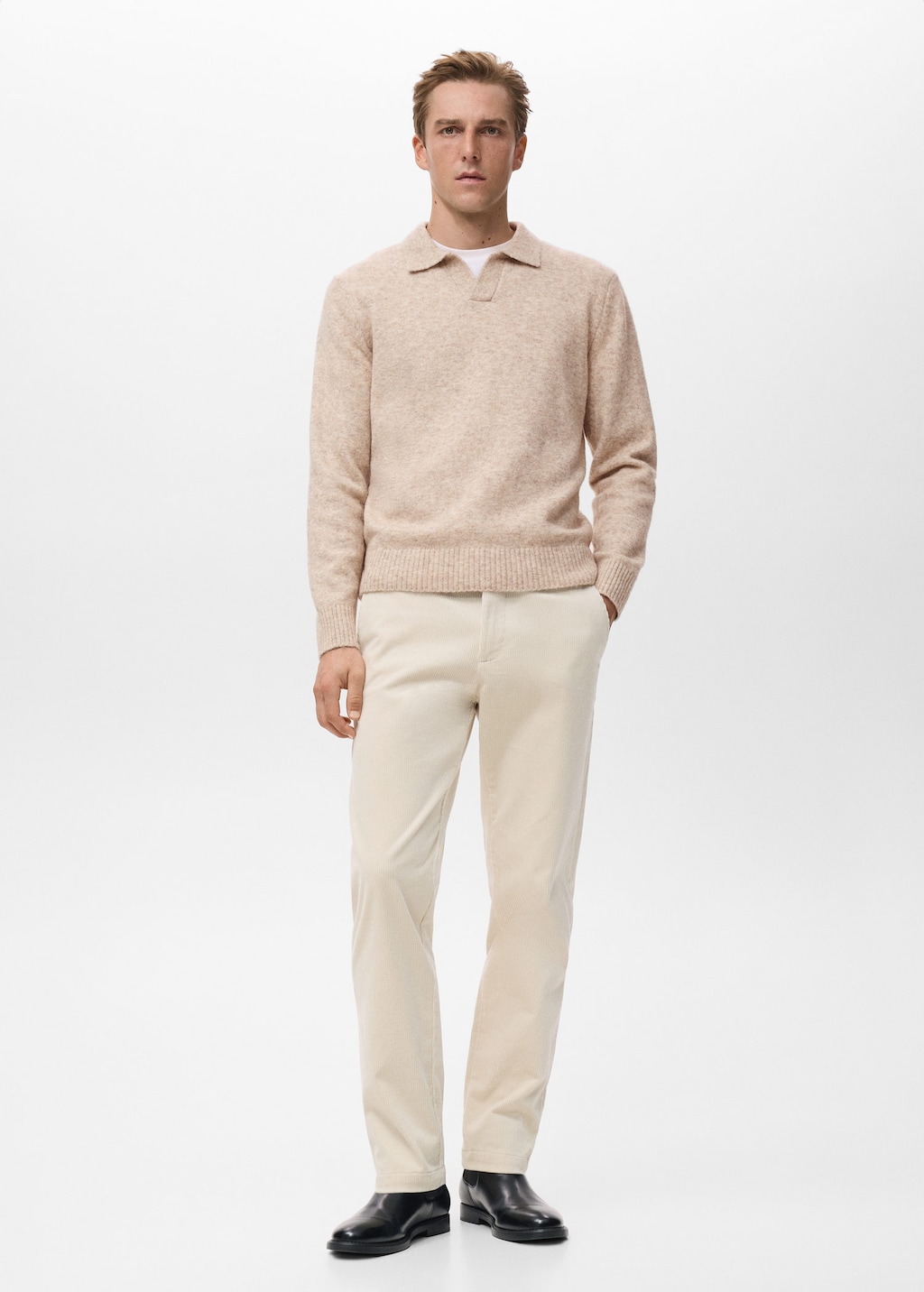 Mango Man Polo Shirt Oreo Sand In Neutral