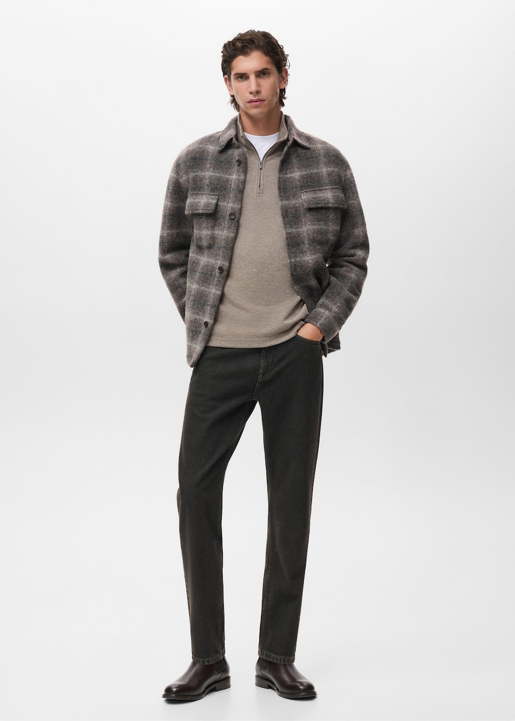 Mango Man Regular-fit Zip-up Hoodie Sand In Multi