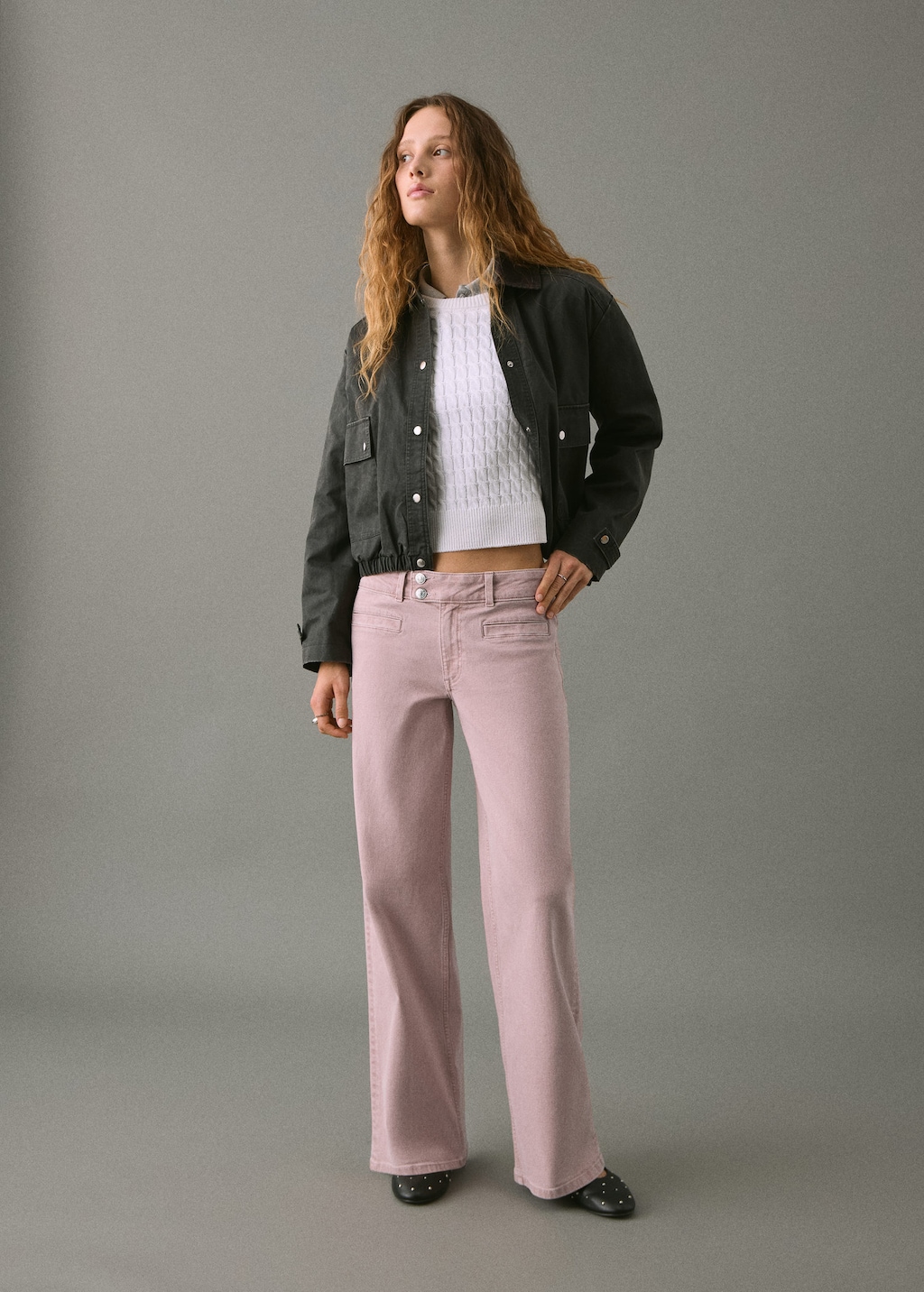 Mango Teen Low-waist Jeans With Buttons Pastel Pink