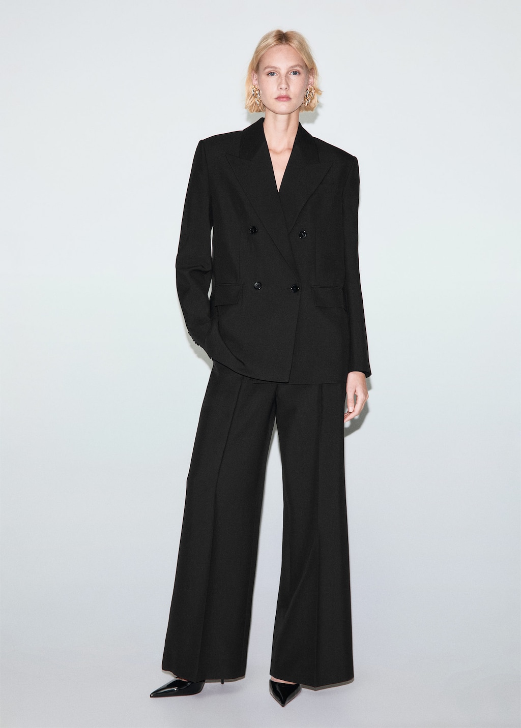 Mango Wool-blend Suit Trousers Black