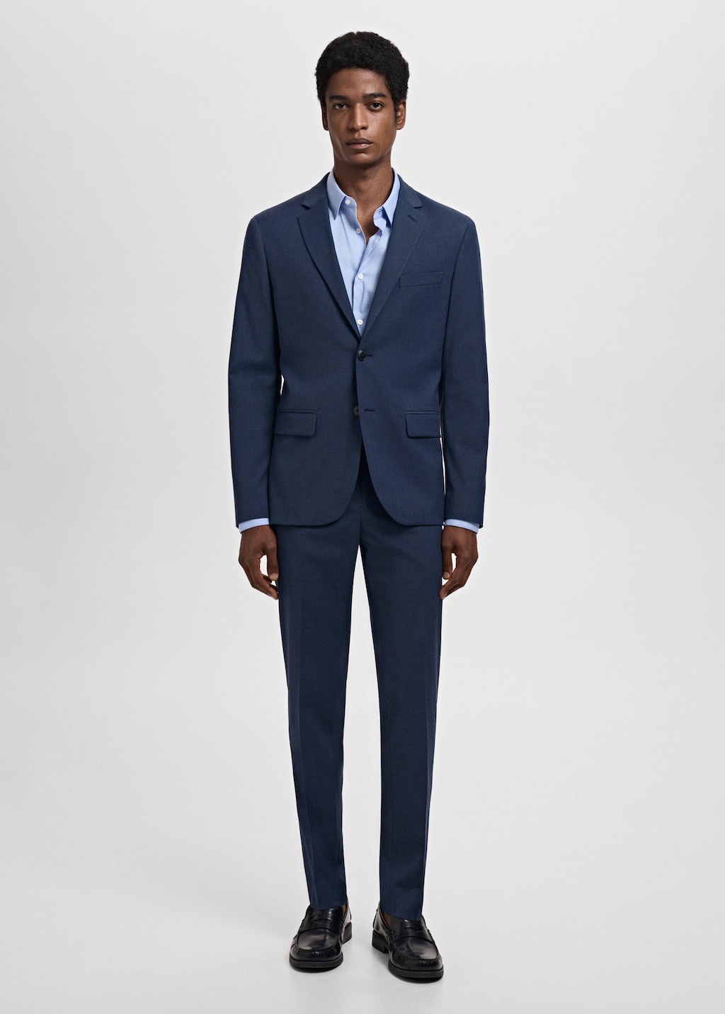 Super slim-fit suit jacket in stretch fabric ink blue - Man - 36 - MANGO MAN